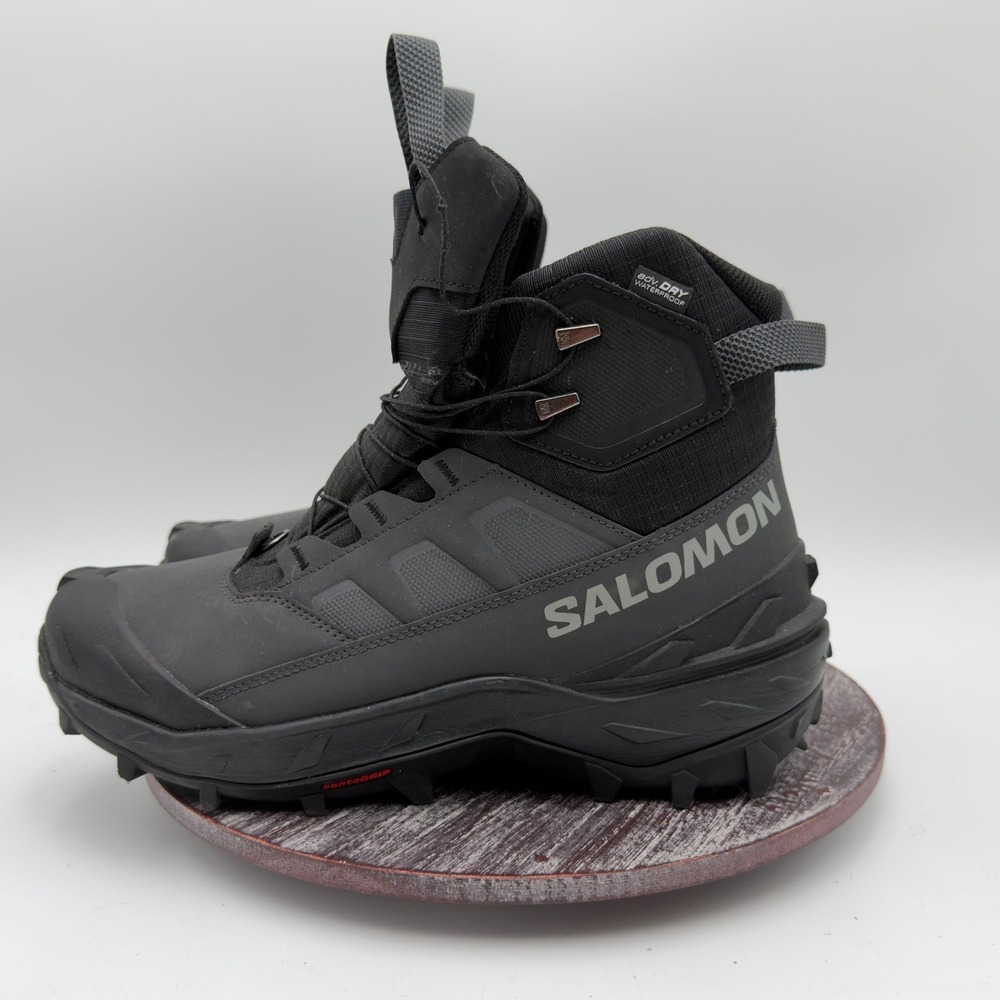 Salomon Boots Mens Size 9.5 Crosstrak Powder Waterproof Hiking Quick Lace Black